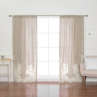 Ophelia Co Elihu Embroidered Cotton Blend Solid Semi Sheer Tab Top Single Curtain Panel Wayfair