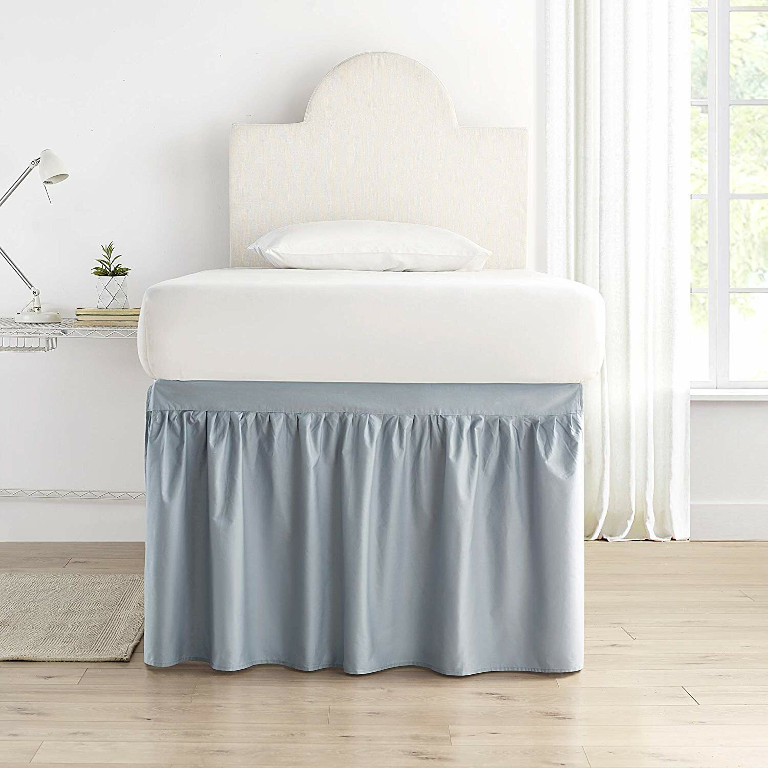 Byourbed Dorm Sized Cotton Bed Skirt Panel with Ties (1 Panel