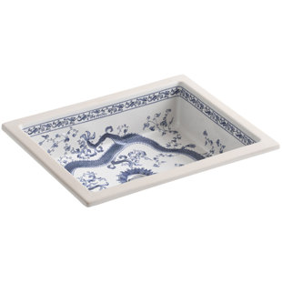 Go to store & view more images Kohler Imperial Blue design on Kathryn Ceramic Rectangular Undermount Bathroom Sink