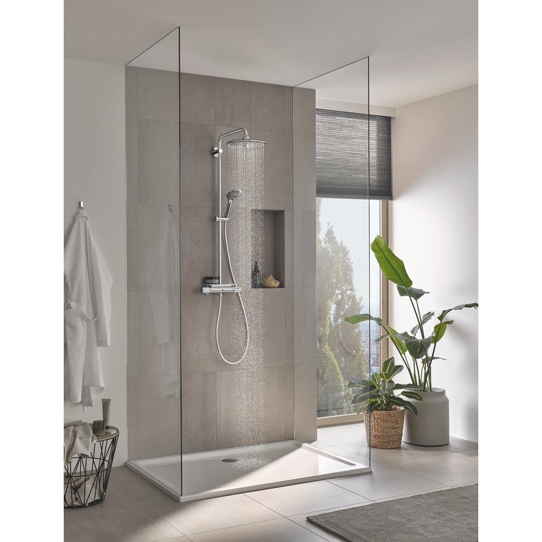 Exposed Mixer Shower Mixer Shower with Dual Shower Head gray