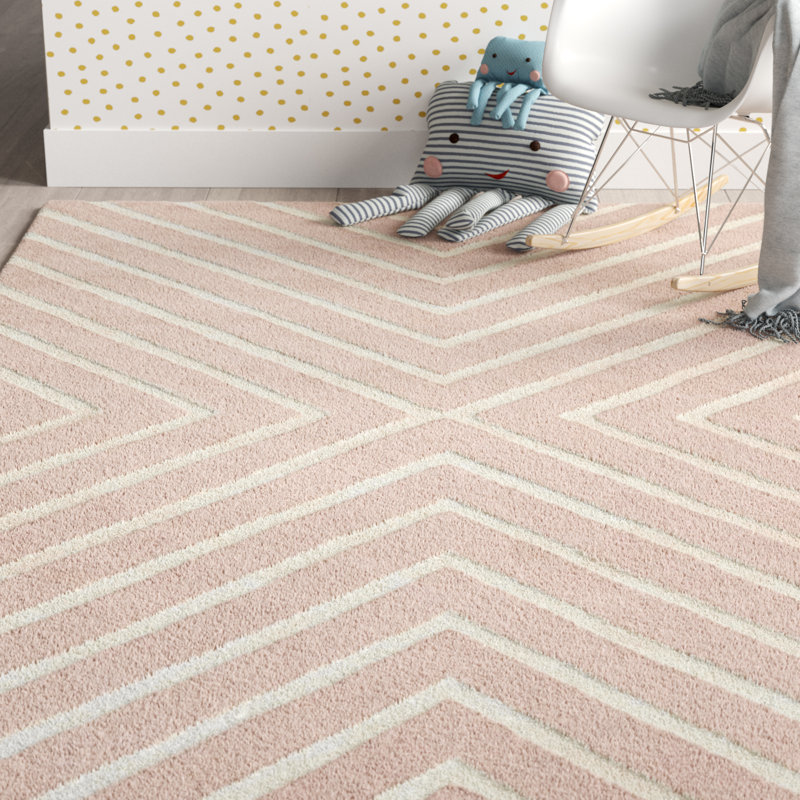 Mack Milo 76 Geometric Handmade Tufted Wool Pink Ivory Area Rug Reviews Wayfair