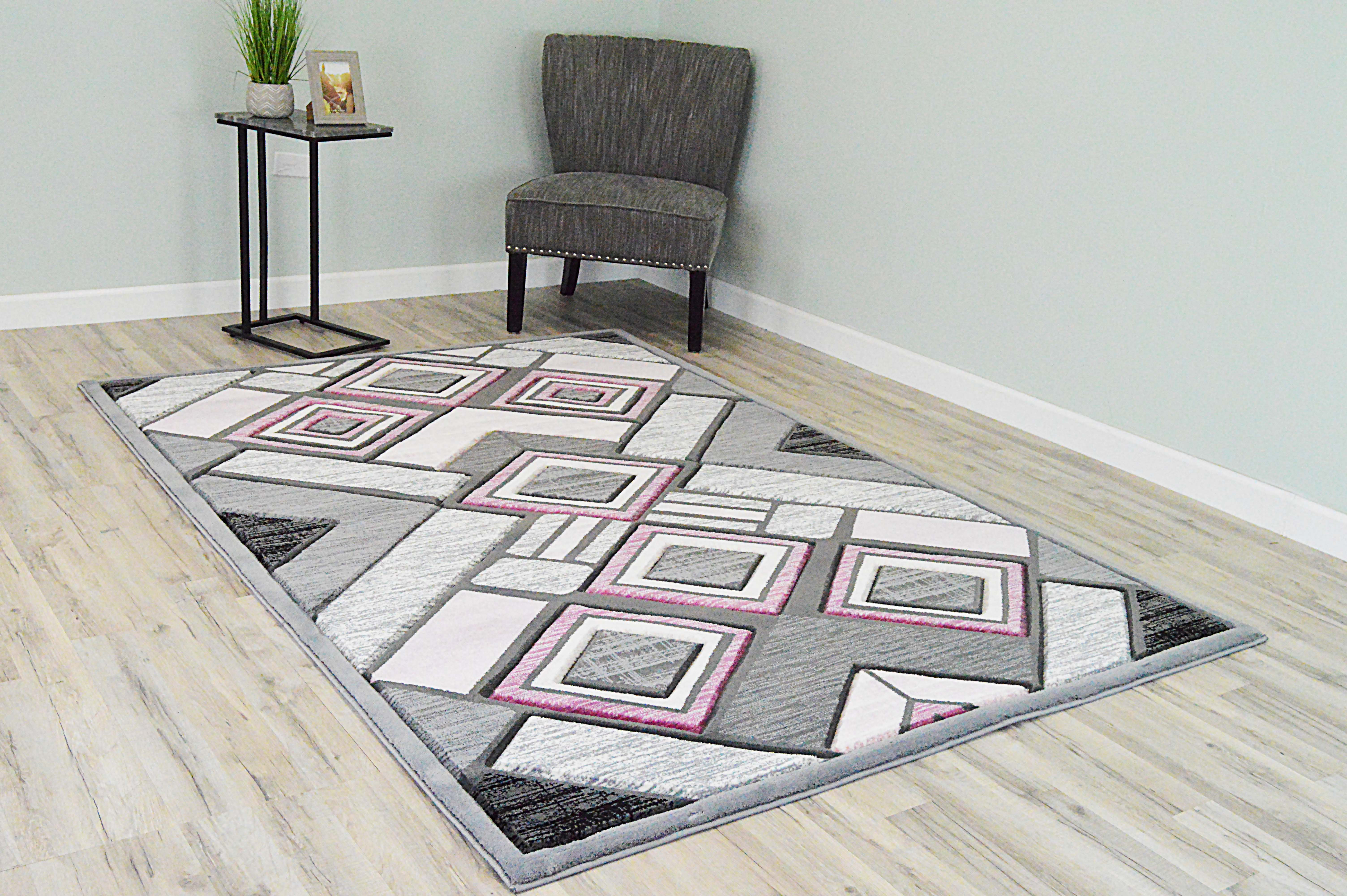 Ivy Bronx Mccampbell Hand Carved Geometric Gray Pink Area Rug Ivy Bronx Mccampbell Hand Carved