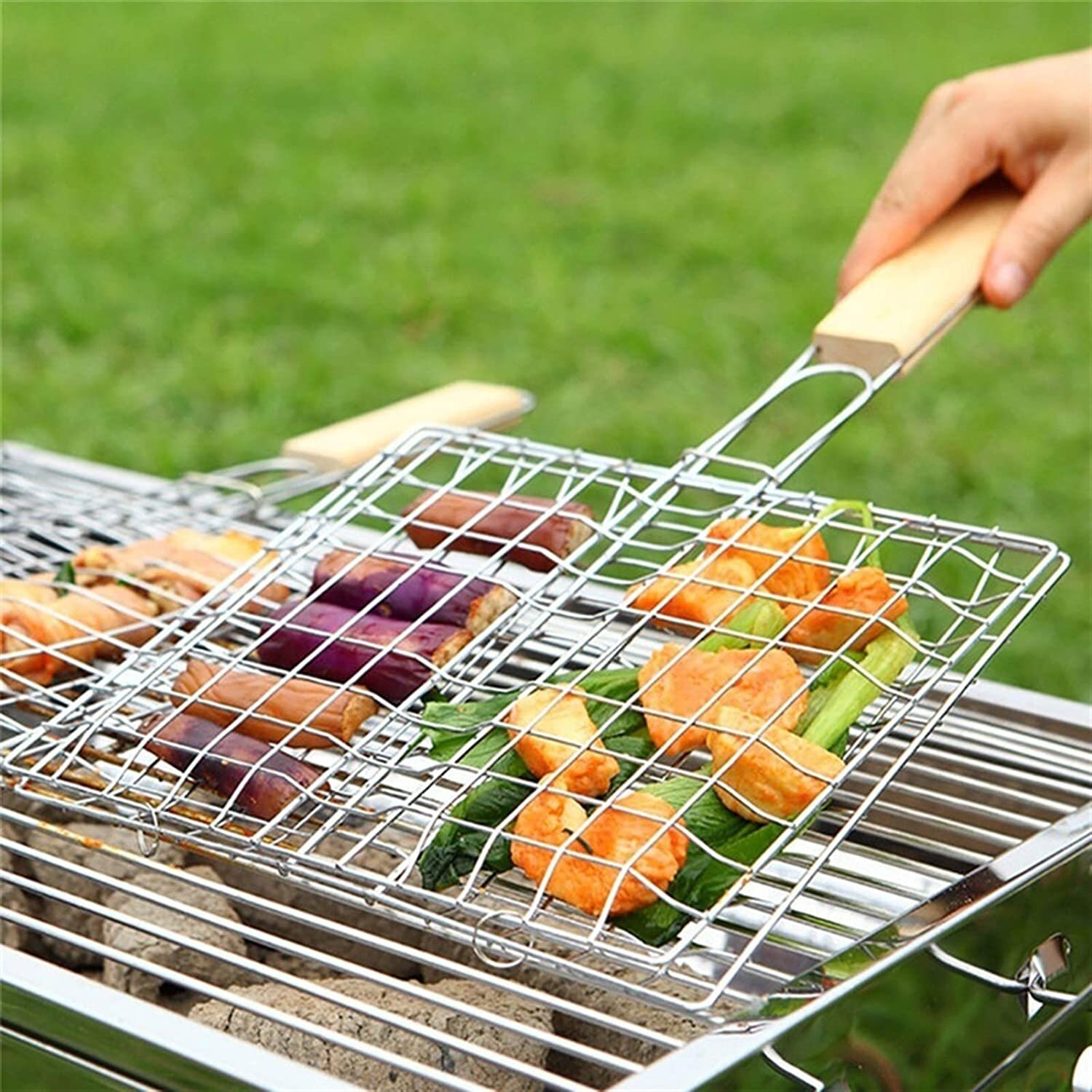 BBQ Grilling Basket Nonstick Barbecue Grill Basket Tool Mesh Kitchen accessories 