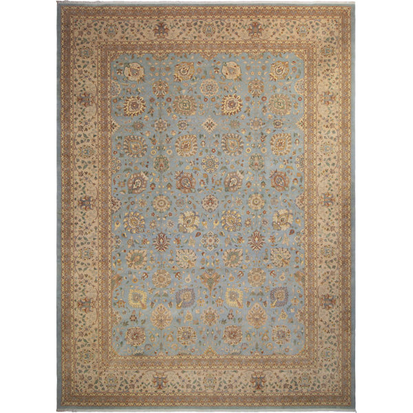Arshs Fine Rugs Campton Hand Knotted Wool Blue Tan Area Rug