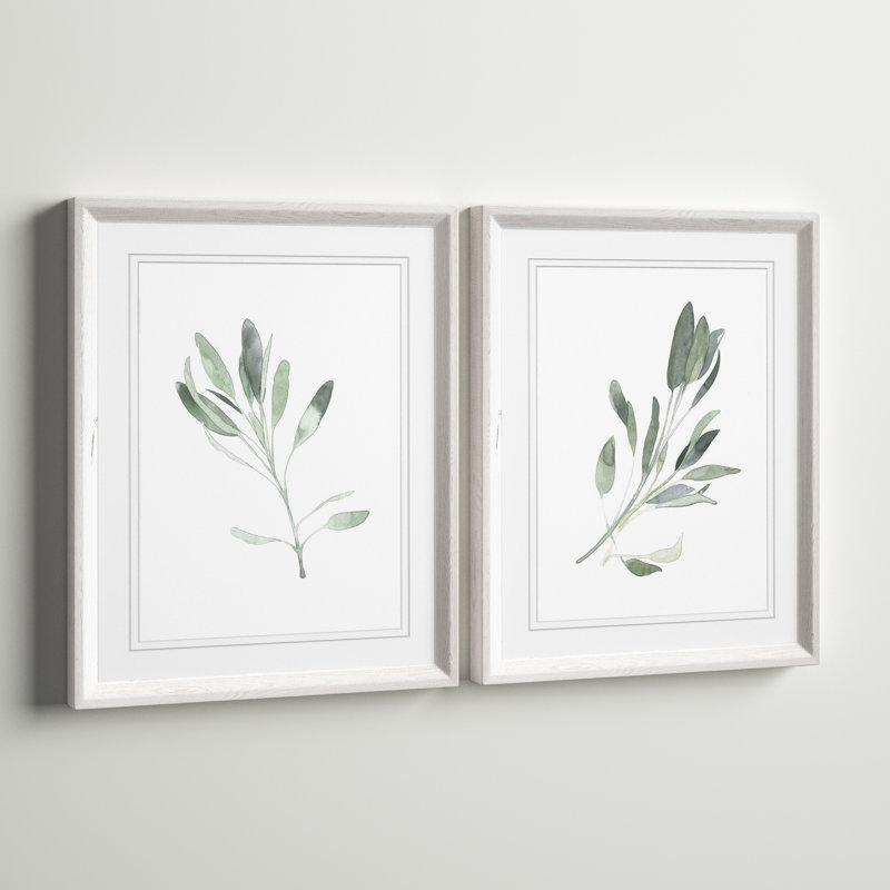 Simple Sage - 2 Piece Picture Frame Painting Print Set Mat Color: White Mat, Format: Espresso Framed Set, Size: 20" H x 16" W x 1.25" D