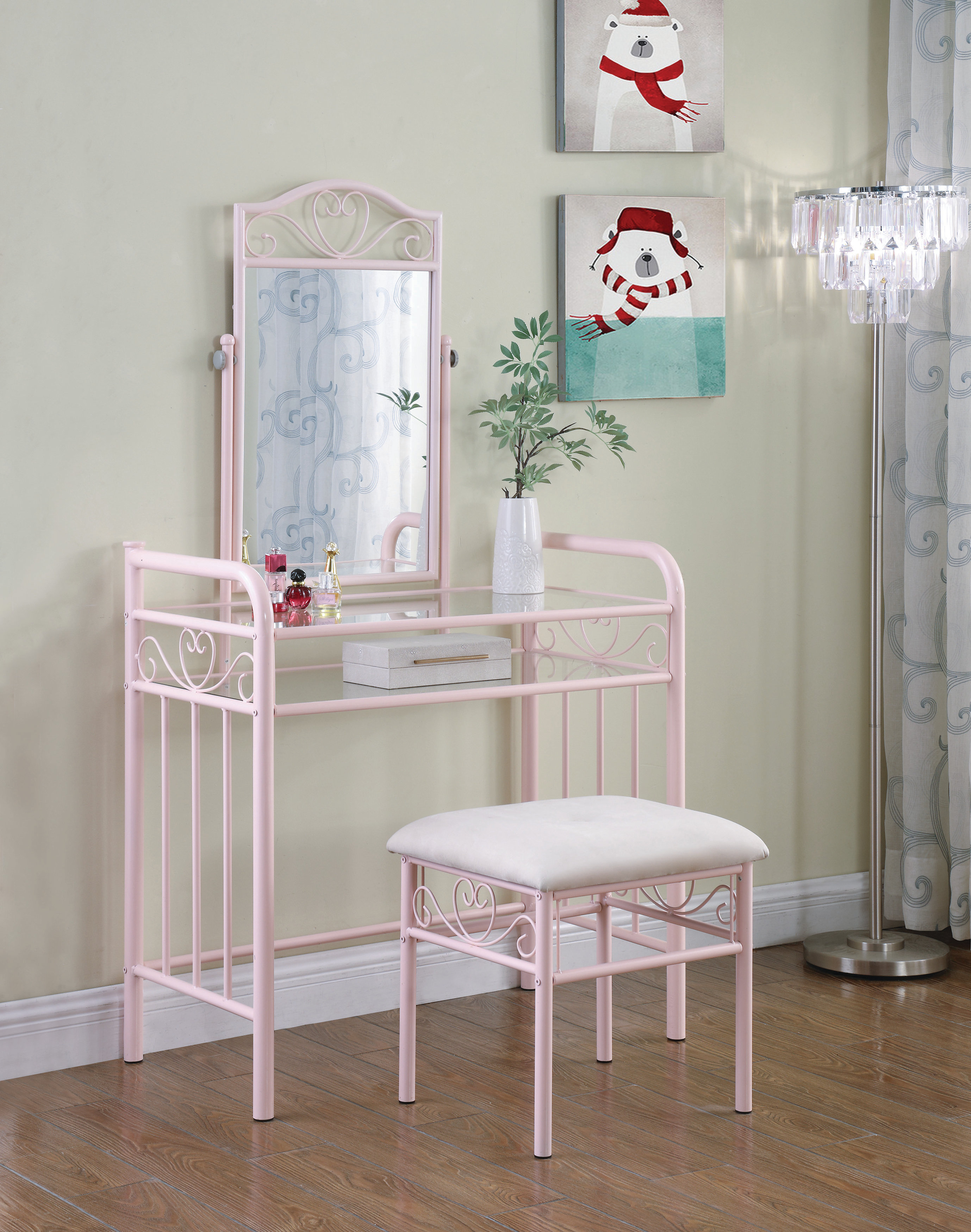 Ophelia Co Guajardo Vanity Set With Stool And Mirror Wayfair