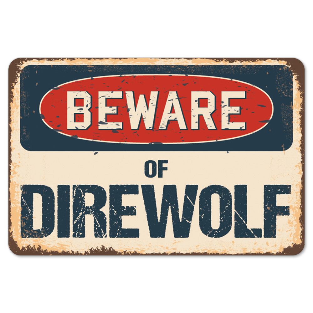 Beware Of Wolf Rustic Sign SignMission Classic Rust Wall Plaque Decoration 