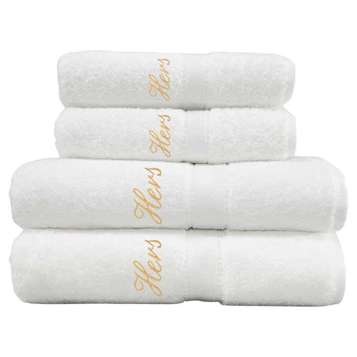 White and gold bath towels Clearance