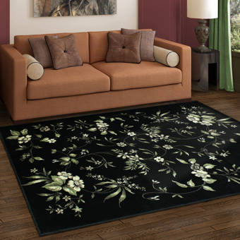 Highland Dunes Lilian Floral Handmade Tufted Aqua Blue Cream Area Rug Wayfair