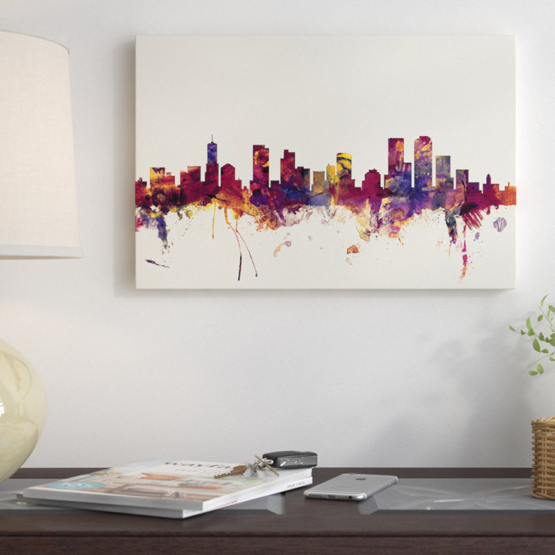 East Urban Home Skyline Series Denver Colorado Usa On Beige Painting Print On Wrapped Canvas Wayfair