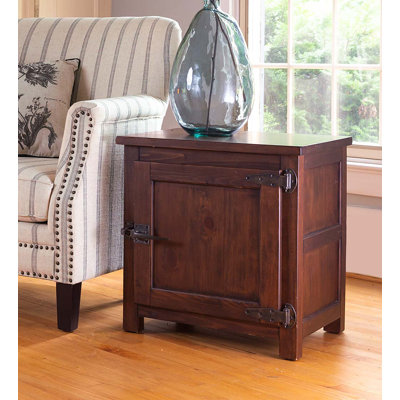 Portland Ice Box Wood Storage Side Table with Replica Hardware
