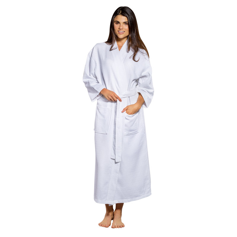 Turquaz Linen Lightweight Long Waffle Kimono Spa Robe for Men