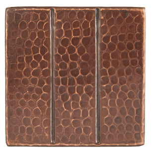 4" x 4" Hammered Copper Linear Tile in Oil Rubbed Bronze (Set of 4) by
