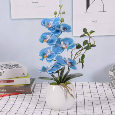 Artificial Fake Silk Flowers Bonsai Arrangements with Vase Pot for Wedding 