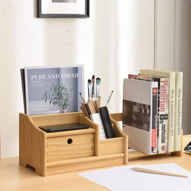 Bookcase Desktop Shelf Desk Bookshelf Storage Organizer Wood Rack Table Office 