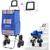 FKDECHE Shopping cart Climbing Stairs Cart Trolley Aluminum Alloy Household Groceries Portable Shopping Baggage Load 35kg with 44L Oxford Cloth Bag