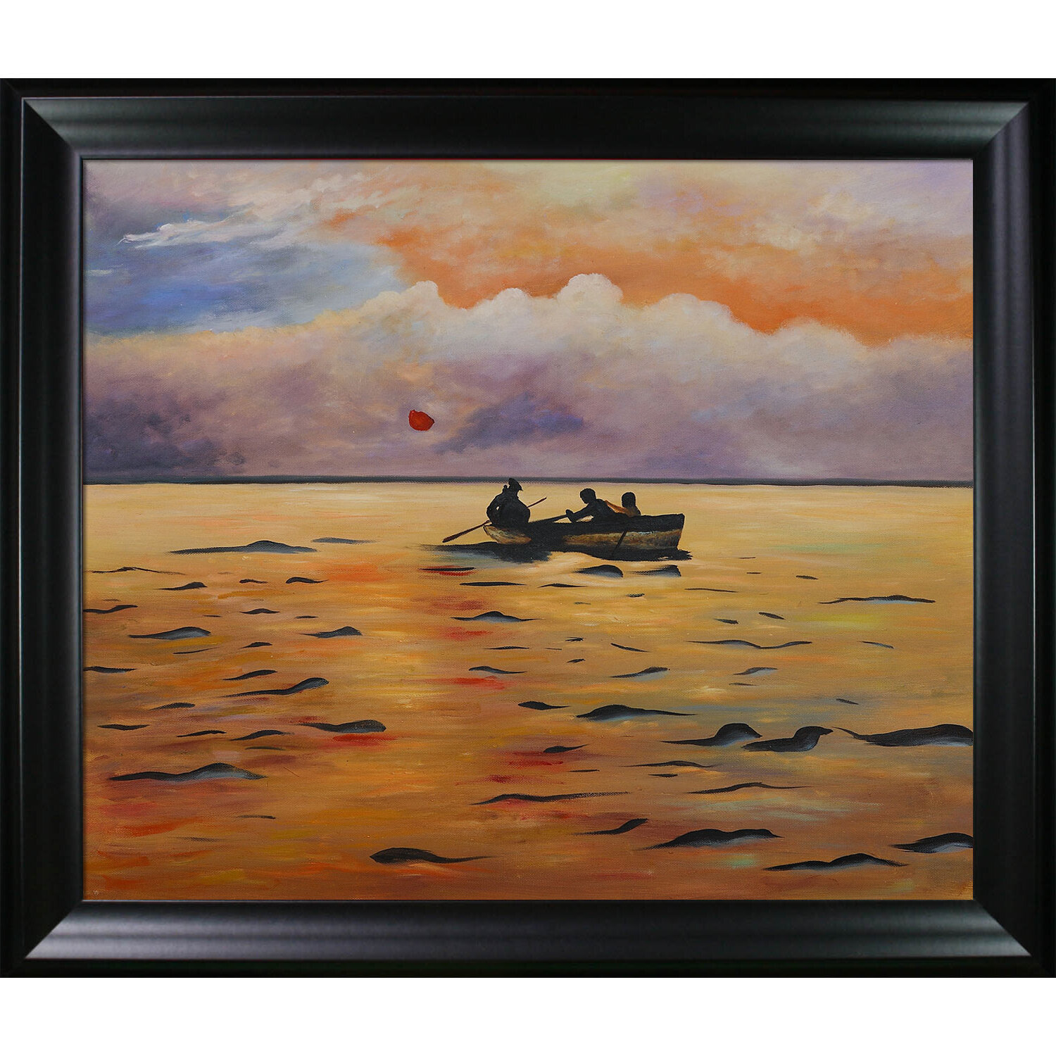 ROWING HOME CALM OCEAN SEAS SUNSET WINSLOW HOMER PAINTING ART REAL CANVAS PRINT 