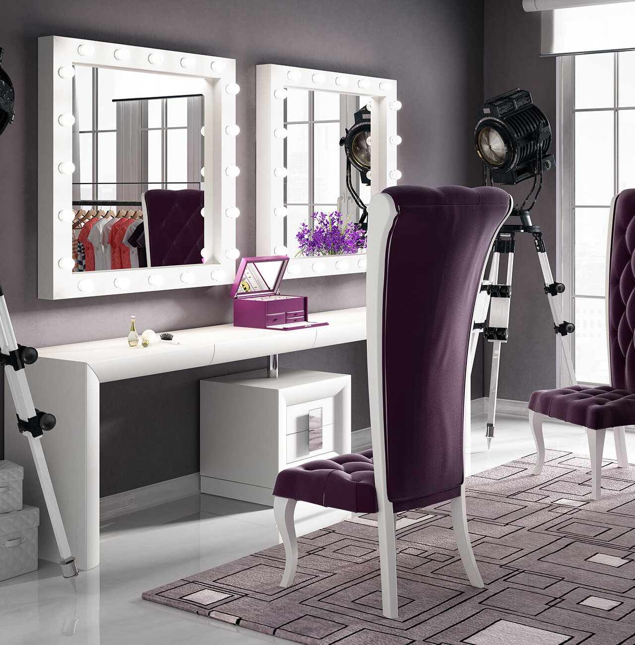 Everly Quinn Kirkwood Bedroom Makeup Vanity Set With Mirror Wayfair