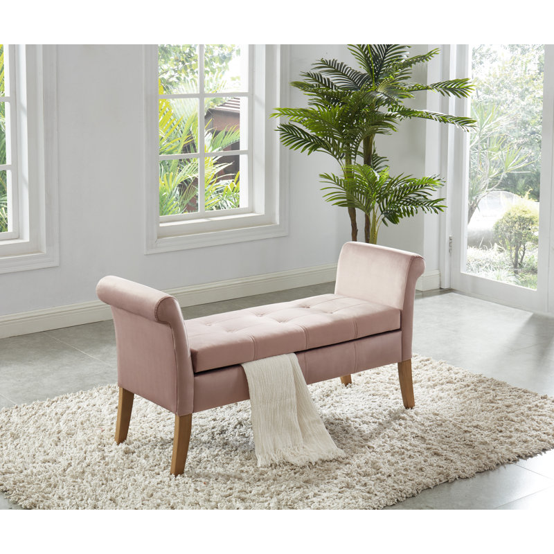 House of Hampton® Cargo Arm Bench with Storage - Sky Blue ...