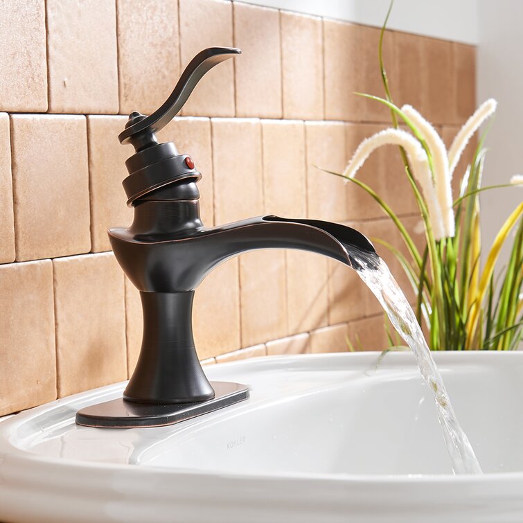 Waterfall Bathroom Sink Faucet Deck Mounted Lavatory Sink Tap Oil Rubbed Bronze 