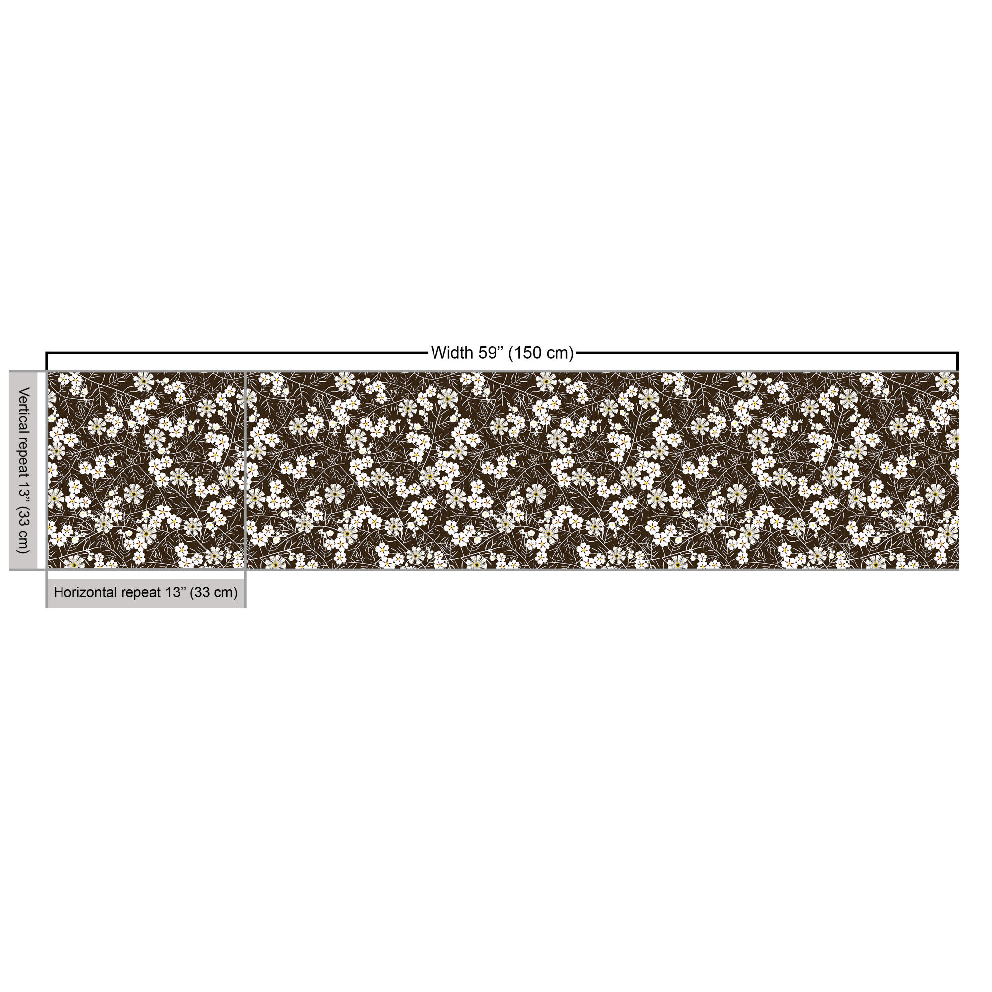 East Urban Home Ambesonne Floral Fabric By The Yard, Continuous White  Flowers Branches On Dark Tone Background, Decorative Fabric For Upholstery  And Home Accents,Brown Yellow | Wayfair