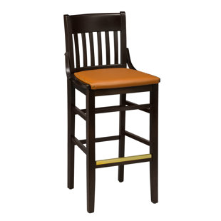 Go to store & view more images Red Barrel Studio Amoroso Beechwood School House Upholstered Seat Bar Stool