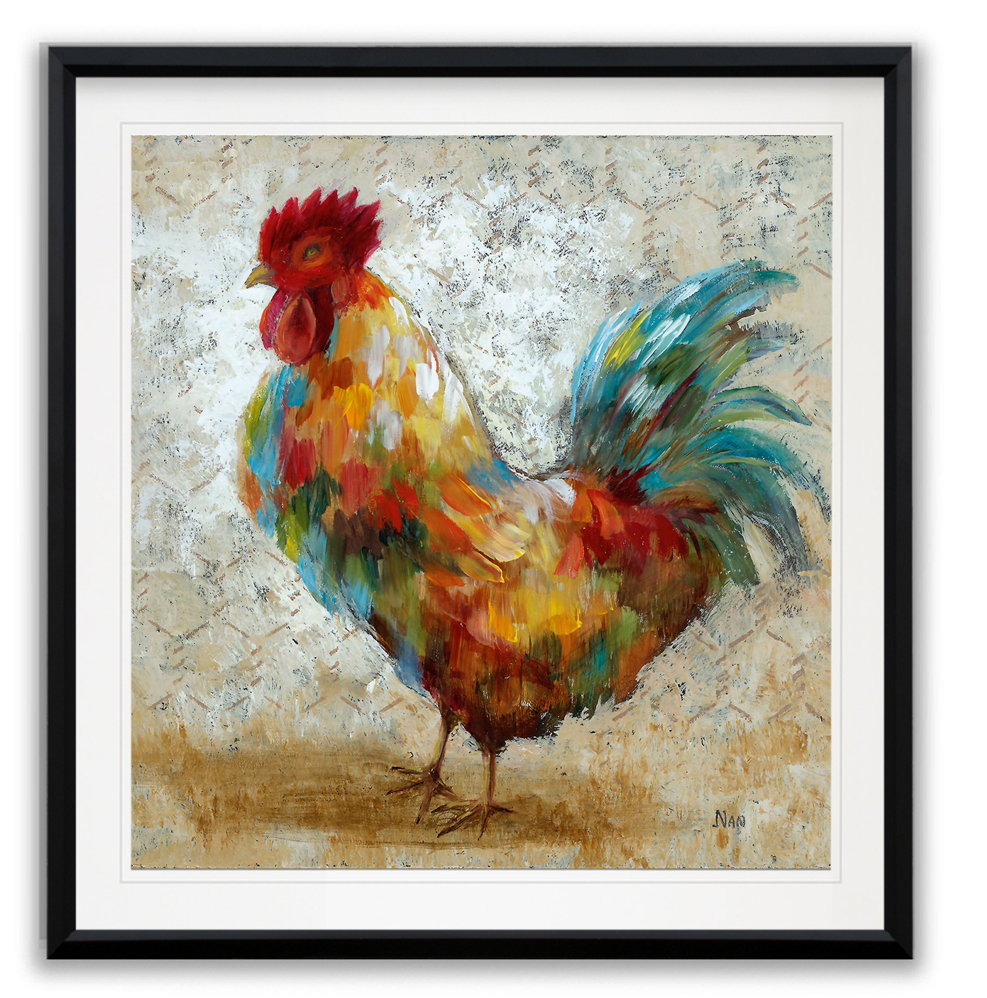 August Grove Fancy Rooster Ii Framed Print Wayfair August Grove Fancy Rooster Ii Framed