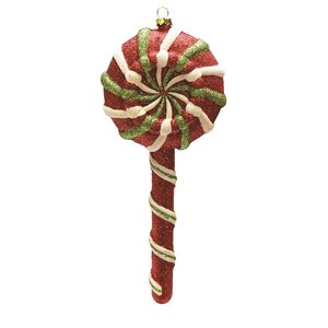 Merry and Bright Glitter Swirl Shatterproof Christmas Lollipop Ornament