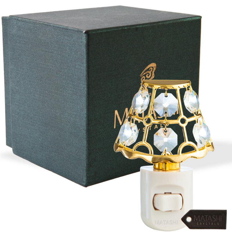 Matashicrystal 24k Gold Plated Crystal Studded Lamp Shade Multi Colored Led Night Light Wayfair