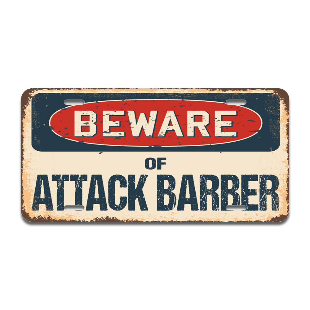 Beware Of Attack Barber Rustic Sign SignMission Classic Plaque Decoration 