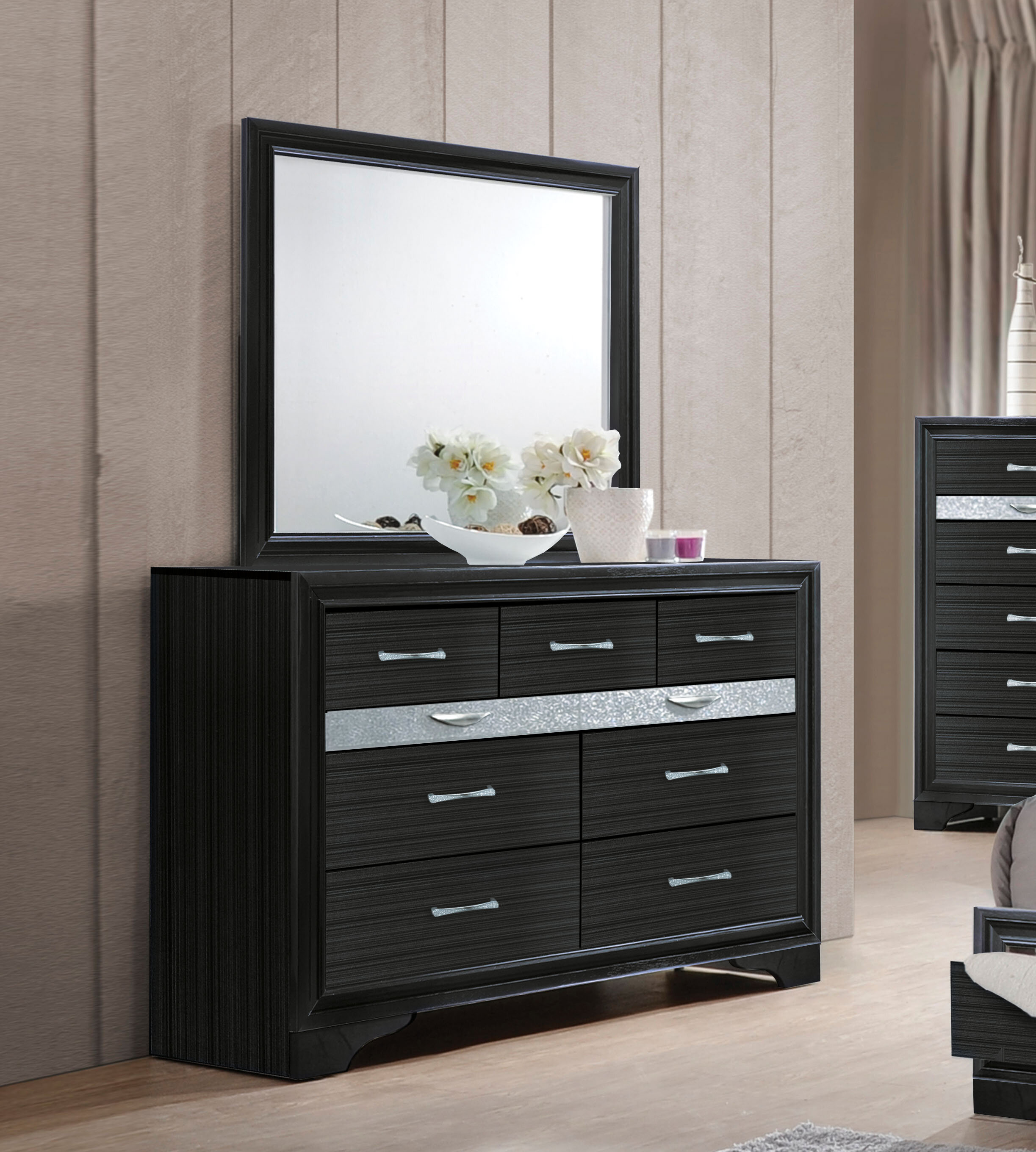 Mercer41 Jules 9 Drawer Double Dresser With Mirror Wayfair Ca