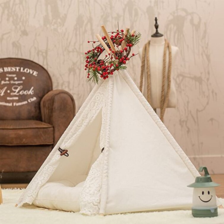 Washable Teepee Dog Tent With Mat