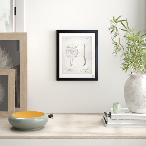 'Table Tennis Racket' Framed Graphic Art East Urban Home Size: 46cm H x 38cm W