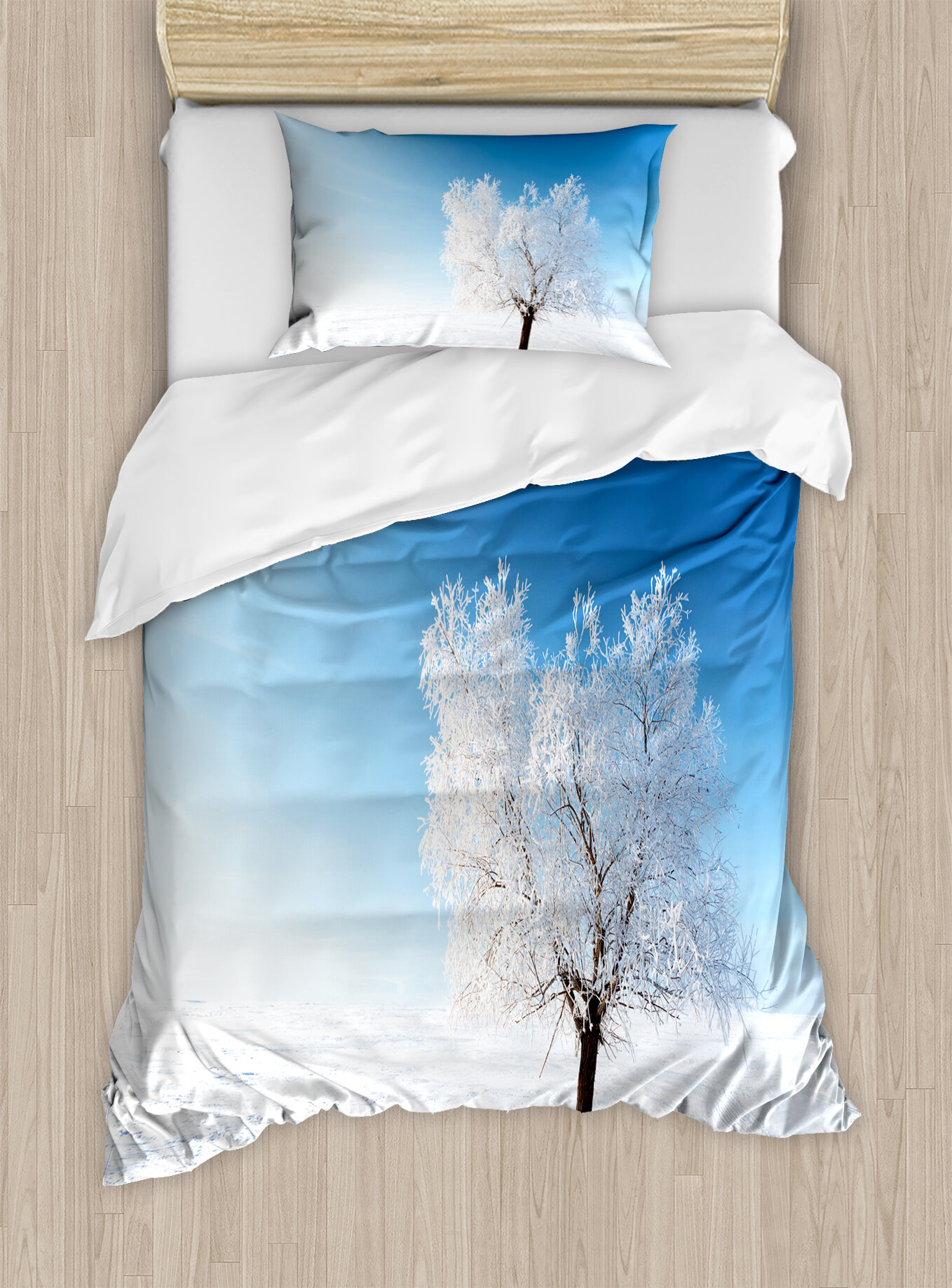East Urban Home Winter Single Tree On Snow Cover Field With