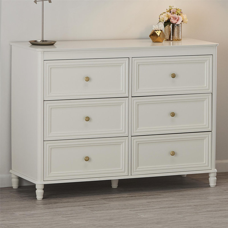 Piper 6 Drawer Double Dresser Color: Cream