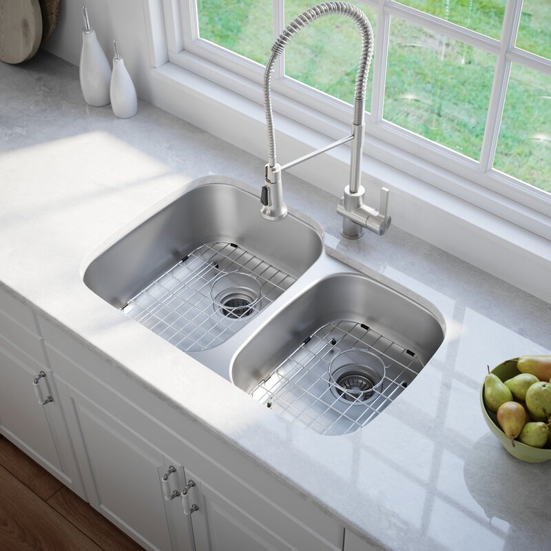 35 X 21 Double Basin Undermount Kitchen Sink With Noisedefend Soundproofing