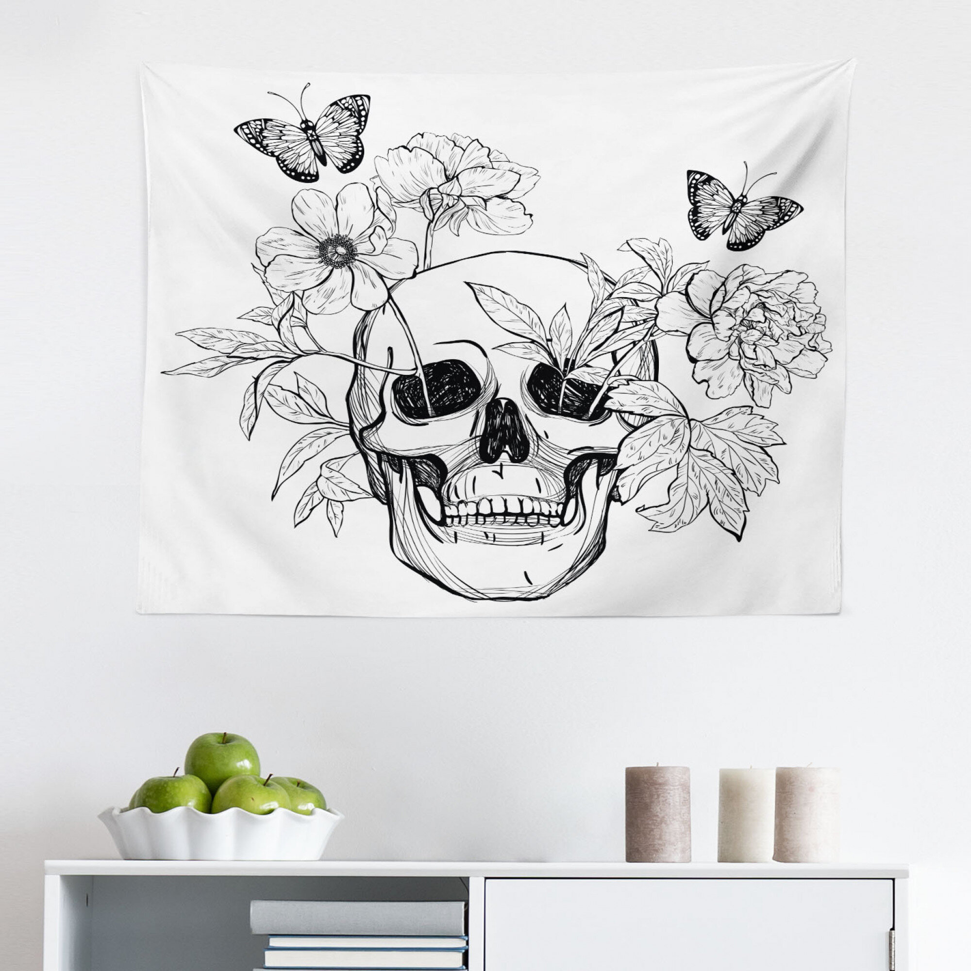 Gothic Skull Tapestry Wall hanging 