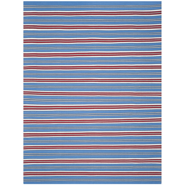 Lauren Ralph Lauren Leopold Stripe Handwoven Flatweave Royal Blue Red Area Rug Wayfair
