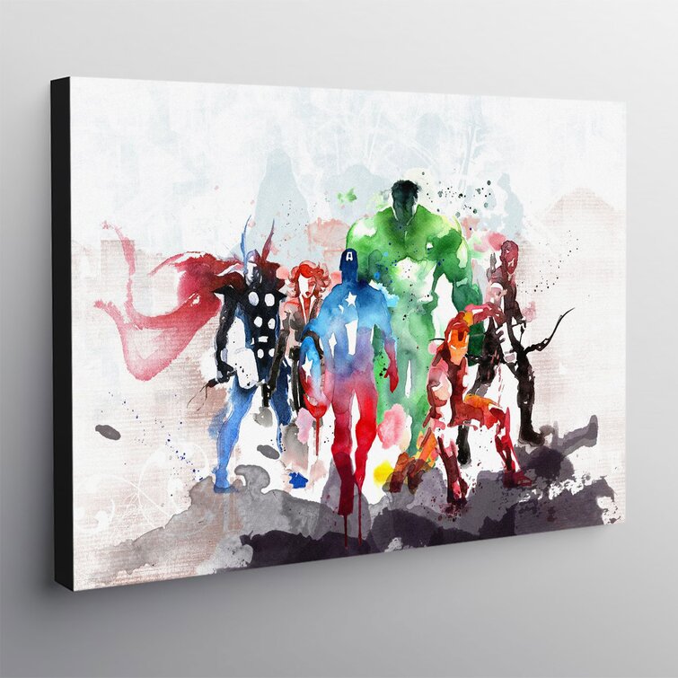 Marvel Avengers Superheroes Watercolour - Wrapped Canvas Art Prints | Wayfair.co.uk