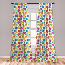 Gray Rabbit and Colored Eggs Kitchen Curtains 2 Panel Set Decor Window Drapes