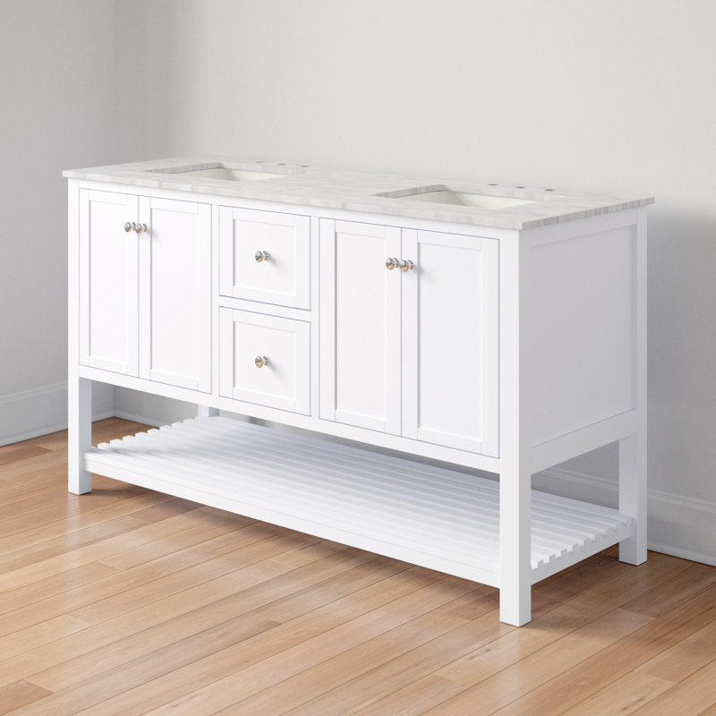 Three Posts Binne Open Cabinet 60 Double Bathroom Vanity Set Reviews Wayfair
