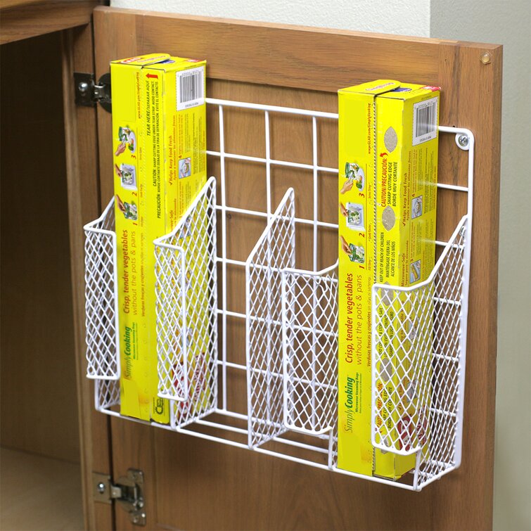 Kitchen Wrap Organizer Foil Storage Shelf Holder Rack Wall Door Cabinet Mount 