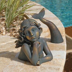 Cast Iron Antique Style Nautical Mermaid Statue Garden Pond Pool Doorstop WHITE 
