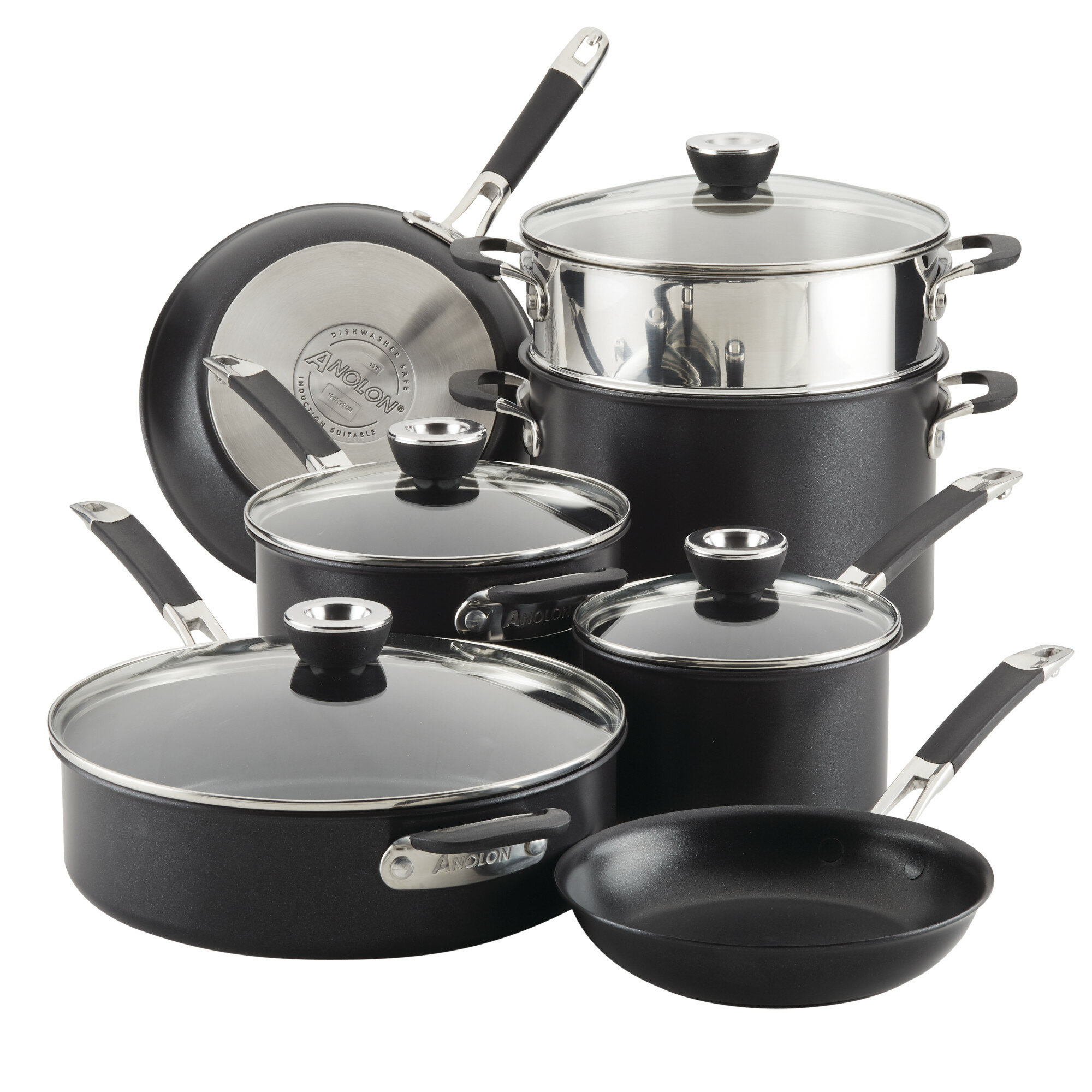 Anolon Advanced Pewter/Grey 11 Piece Cookware Set pots and pans 