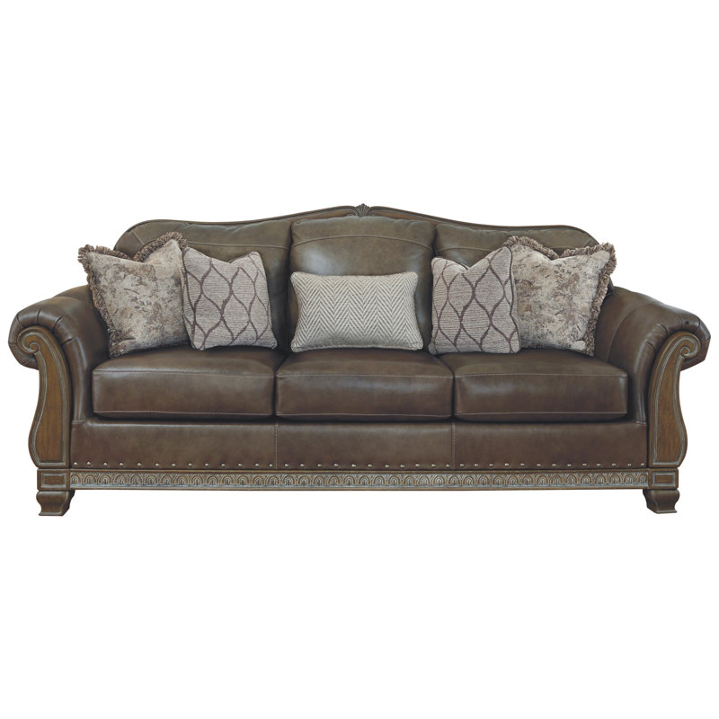 Darby Home Co Karissa 99" Wide Faux Leather Rolled Arm Sofa | Wayfair