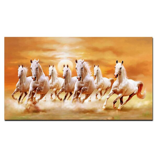 Running Horses Painting Strong Horse Poster Wall Art Home Decor 5pc Canvas Print