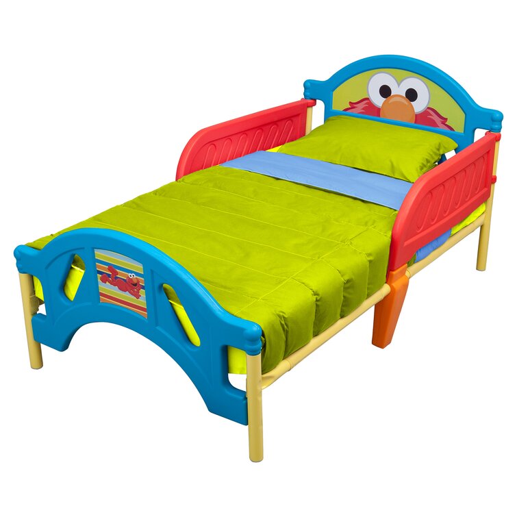 Sesame Street  with Twinkle Stars Crib & Toddler Mattress Plastic Toddler Bed 