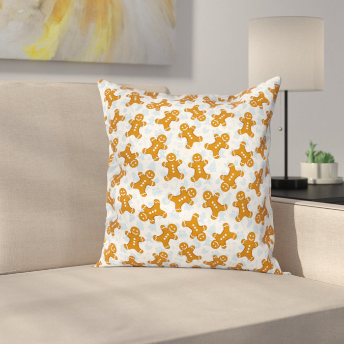 East Urban Home Gingerbread Man Festive Tile Square Pillow Cover