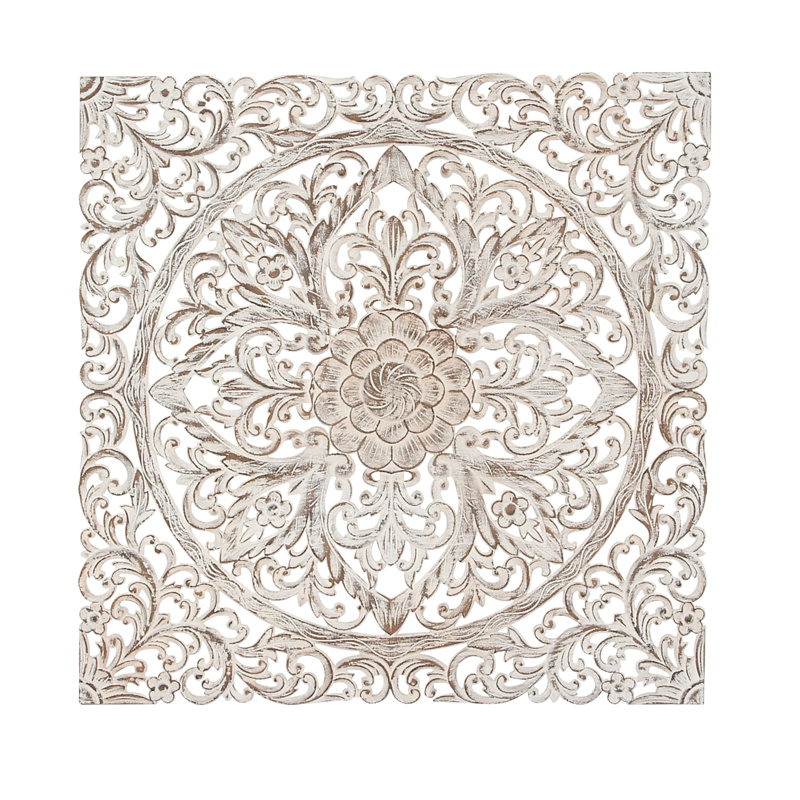 One Allium Way Traditional Carved Floral Medallion Wall Decor