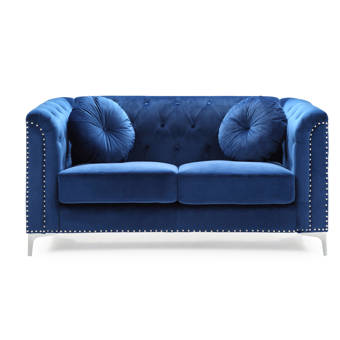 Rosdorf Park Colston 58 3 Wide Velvet Rolled Arm Loveseat Reviews Wayfair